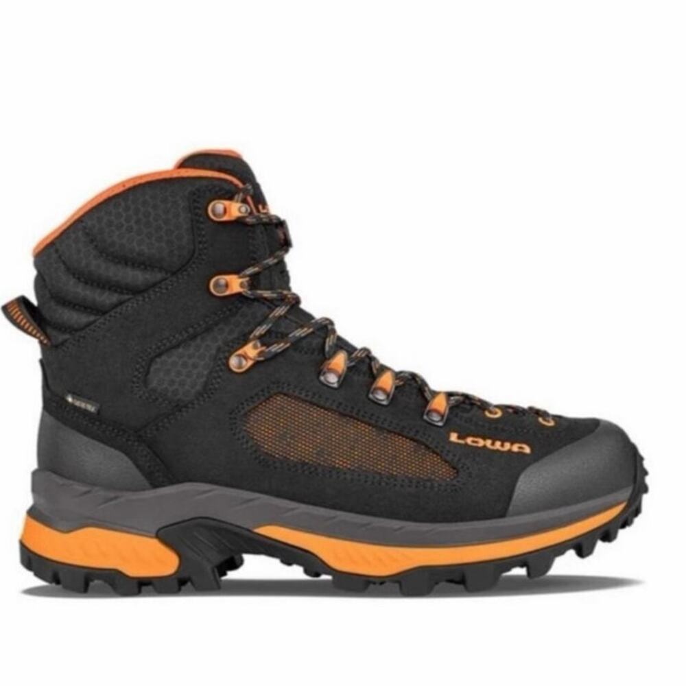 LOWA Renegade GTX Mid Hiking Boots Mens 9 Black Orange Gore-Tex